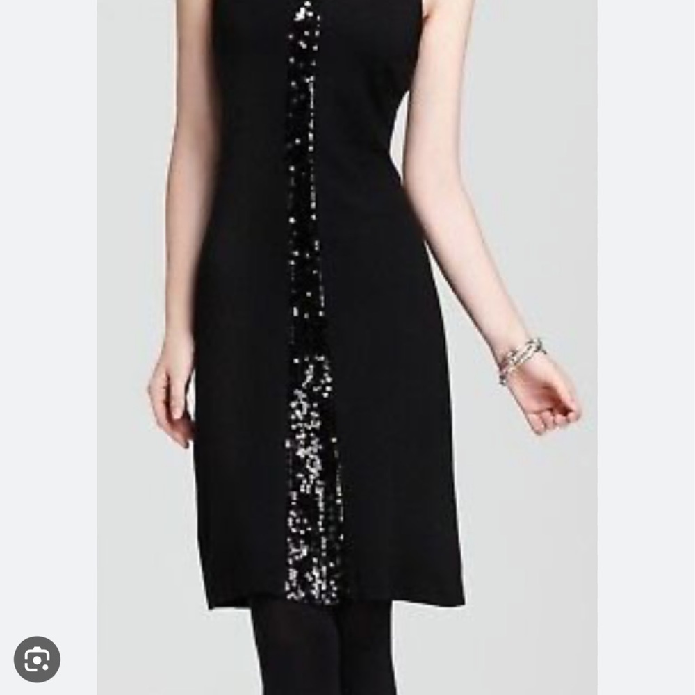 Karen Kane 4L42158 Tracy Black Sheath Dress with Sequins Size Small
